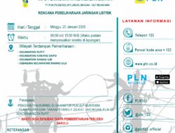 PLN Muratara Besok Jadwalkan Pemadaman, Empat Kecamatan Terdampak