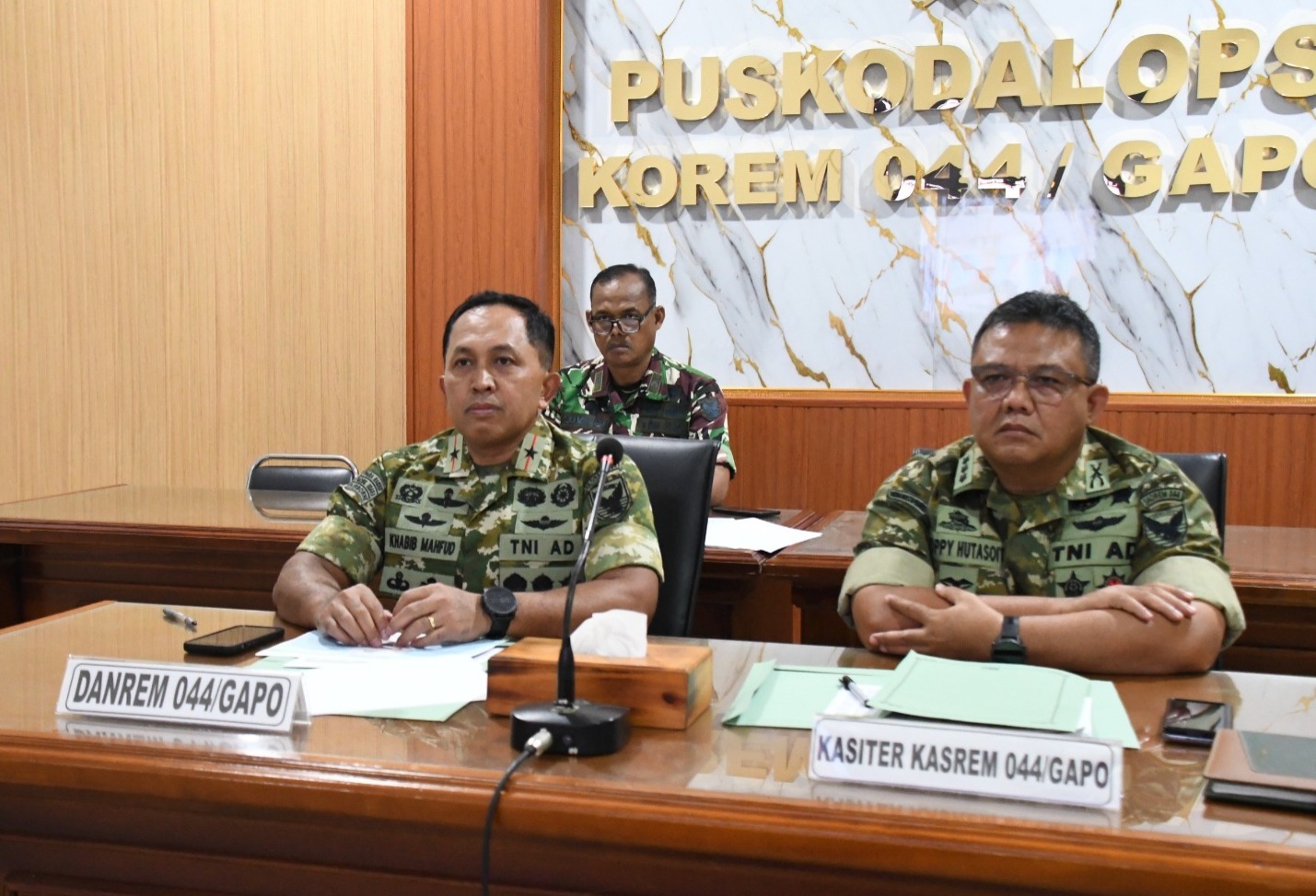 Danrem 044/Gapo Brigjen TNI Khabib Mahfud Rapat Evaluasi KDKMP