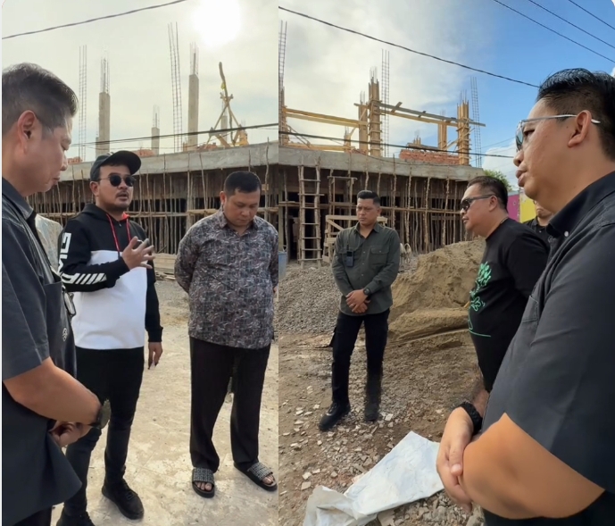 Wakil walikota Palembang, Prima Salam bersama OPD terkait saat melakukan sidak turun ke lapangan peninjau proyek pembangunan ruko di jalan Demang Lebar Daun.