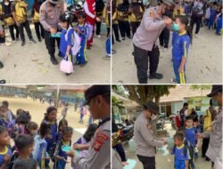 Lindungi Anak dari Dampak Asap, Polsek Pemulutan Ogan ilir Bagikan Masker untuk Siswa SD Negeri 01